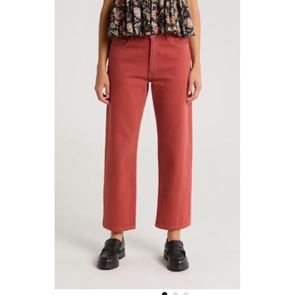 The Great The Billy Straight Leg Jeans red rust women’s 28